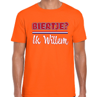 Oranje Koningsdag t shirt   biertje? Ik willem   voor heren