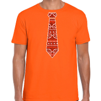 Oranje Koningsdag t shirt   boeren zakdoek stropdas   voor heren