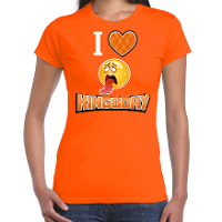 Oranje Koningsdag t shirt   I love kingsday   dames