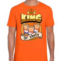 Oranje Koningsdag t shirt   king of shots   voor heren