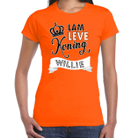 Oranje Koningsdag t shirt   lam leve koning willie   dames