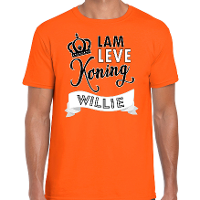 Oranje Koningsdag t shirt   lam leve koning willie   voor heren