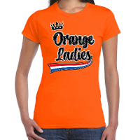 Oranje Koningsdag t shirt   orange Ladies   dames
