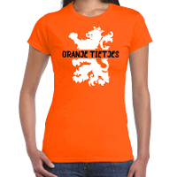 Oranje Koningsdag t shirt   oranje tietjes   dames