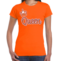 Oranje Koningsdag t shirt   queen   dames