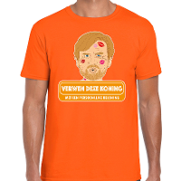 Oranje Koningsdag t shirt   verwen deze koning   voor heren