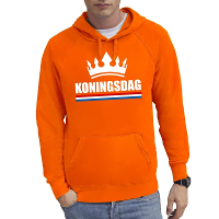 Bellatio Decorations Oranje Koningsdag trui   hoodie / hooded sweater   voor heren   met een kroont