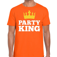 Oranje Party king t shirt voor heren