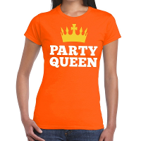 Bellatio Decorations Oranje Party Queen t  shirt   voor dames   Koningsdag kleding