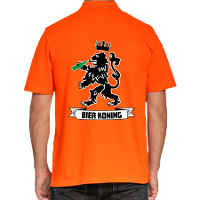 Oranje poloshirt Bier koning voor heren   Koningsdag