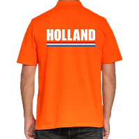 Oranje poloshirt   Holland prinbt   voor heren   korte mouwen