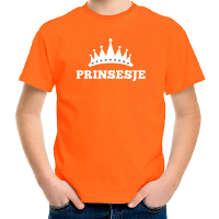 Oranje Prinsesje met kroon t shirt   voor meisjes   Oranje   Koningsdag kleding