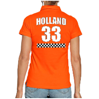 Oranje race poloshirt met nummer 33   Holland / Nederland fan shirt voor dames