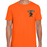 Oranje shirt   met oranje leeuw embleem op borst   heren   Holland / Nederland supporter