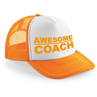 Oranje snapback/cap   awesome coach   oranje/wit   pet   dames/heren