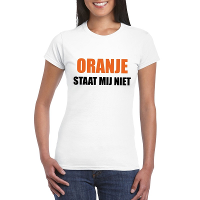Oranje staat mij niet t shirt wit dames