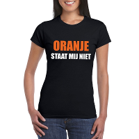 Oranje staat mij niet t shirt zwart dames