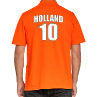 Oranje supporter poloshirt met rugnummer 10   Holland / Nederland fan shirt voor heren