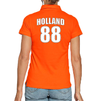 Oranje supporter poloshirt met rugnummer 88   Holland / Nederland fan shirt voor dames