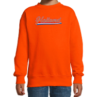 Oranje sweater / trui   Nederlandse vlag wimpel print   Holland supporter   kinderen