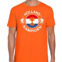 Oranje t shirt Holland kampioen met beker Nederland supporter voor heren tijdens EK / WK voetbal