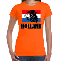 Oranje t shirt Holland met leeuw voor dames   Holland / Nederland supporter shirt EK/ WK