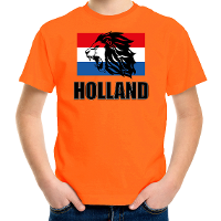 Oranje t shirt Holland met leeuw   voor kinderen   Holland / Nederland supporters   shirt EK/ WK