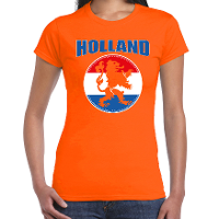 Oranje t shirt Holland met oranje leeuw voor dames   Holland / Nederland supporter shirt EK/ WK
