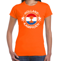 Oranje t shirt Holland / Nederland supporter Holland kampioen met beker EK/ WK voor dames
