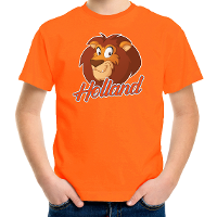 Oranje t shirt Holland / Nederland supporter met cartoon leeuw EK/ WK fan voor kinderen
