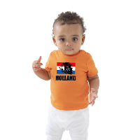 Oranje t shirt Holland supporter met leeuw en vlag EK/ WK voor baby / peuters