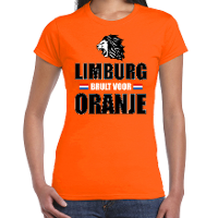 Oranje t shirt Limburg brult voor oranje dames   Holland / Nederland supporter shirt EK/ WK