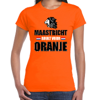 Oranje t shirt Maastricht brult voor oranje dames   Holland / Nederland supporter shirt EK/ WK