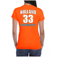 Oranje t shirt met nummer 33   Holland / Nederland race fan shirt voor dames