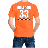 Oranje t shirt met nummer 33   Holland / Nederland race fan shirt voor kinderen