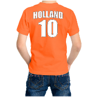 Oranje t shirt met rugnummer 10   Holland / Nederland fan shirt voor kinderen