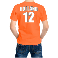Oranje t shirt met rugnummer 12   Holland / Nederland fan shirt voor kinderen