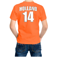 Oranje t shirt met rugnummer 14   Holland / Nederland fan shirt voor kinderen
