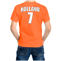 Oranje t shirt met rugnummer 7   Holland / Nederland fan shirt voor kinderen