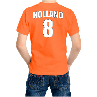 Oranje t shirt met rugnummer 8   Holland / Nederland fan shirt voor kinderen