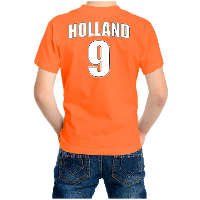 Oranje t shirt met rugnummer 9   Holland / Nederland fan shirt voor kinderen