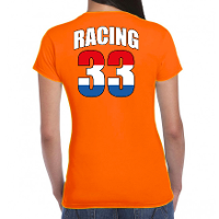 Oranje t shirt Racing 33 supporter / race fan voor dames