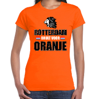 Oranje t shirt Rotterdam brult voor oranje dames   Holland / Nederland supporter shirt EK/ WK