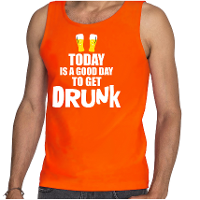 Oranje tanktop today is a good day to get drunk bier Koningsdag/ Nederland/ EK/ WK supporter heren