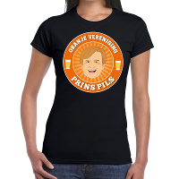 Oranje vereniging Prins Pils t shirt zwart dames