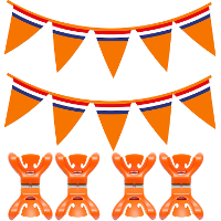 Oranje vlaggetjes/vlaggenlijn met slingerklemmen voor binnen   10m