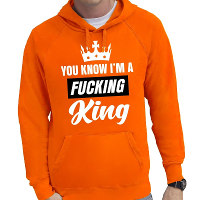 Oranje You know i am a fucking King hooded sweater heren