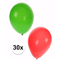 Bellatio Decorations party ballonnen set   kerst kleuren   groen / rood   30x stuks   versiering