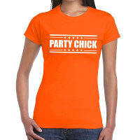 Party chick t shirt oranje dames
