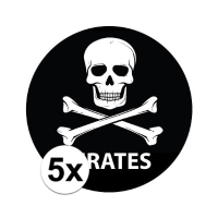 Piraten thema deur / muur sticker   5x   zwart   D15 cm   rond   Feestartikelen   Jolly Roger vlag